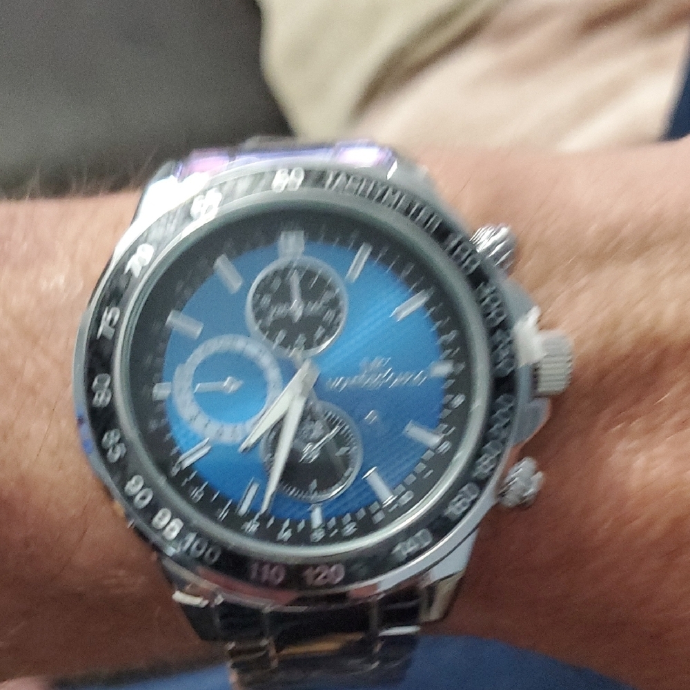 Blue Dial Men's Stainless Steel Tachymeter Watch - Picture 4 of 4